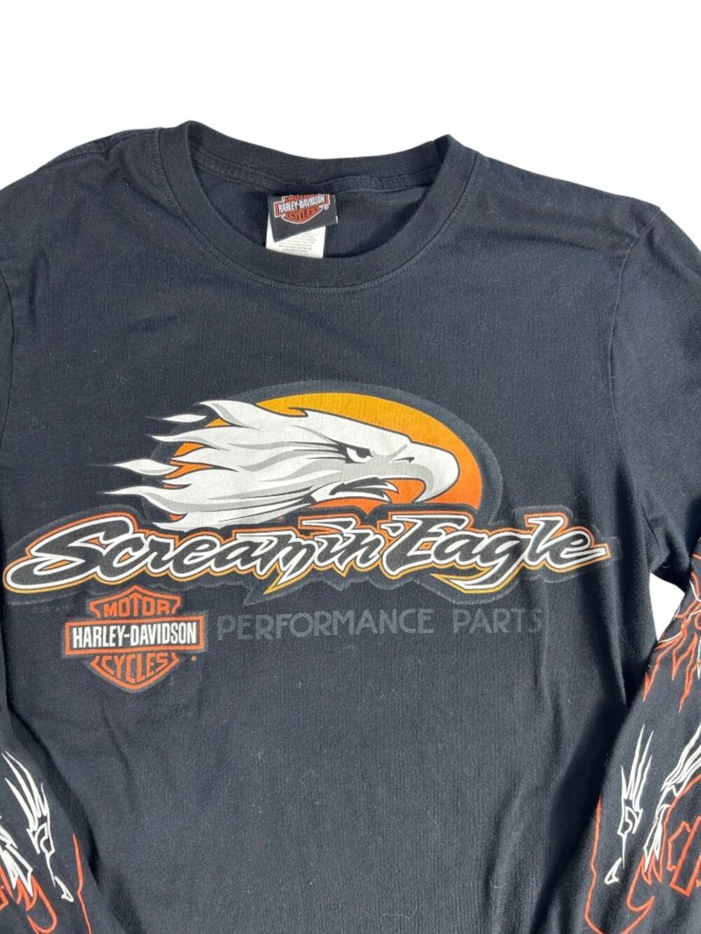 VTG Harley Davidson Screamin Eagle Black Long Sleeve Shirt S Motorcycle Y2K USA